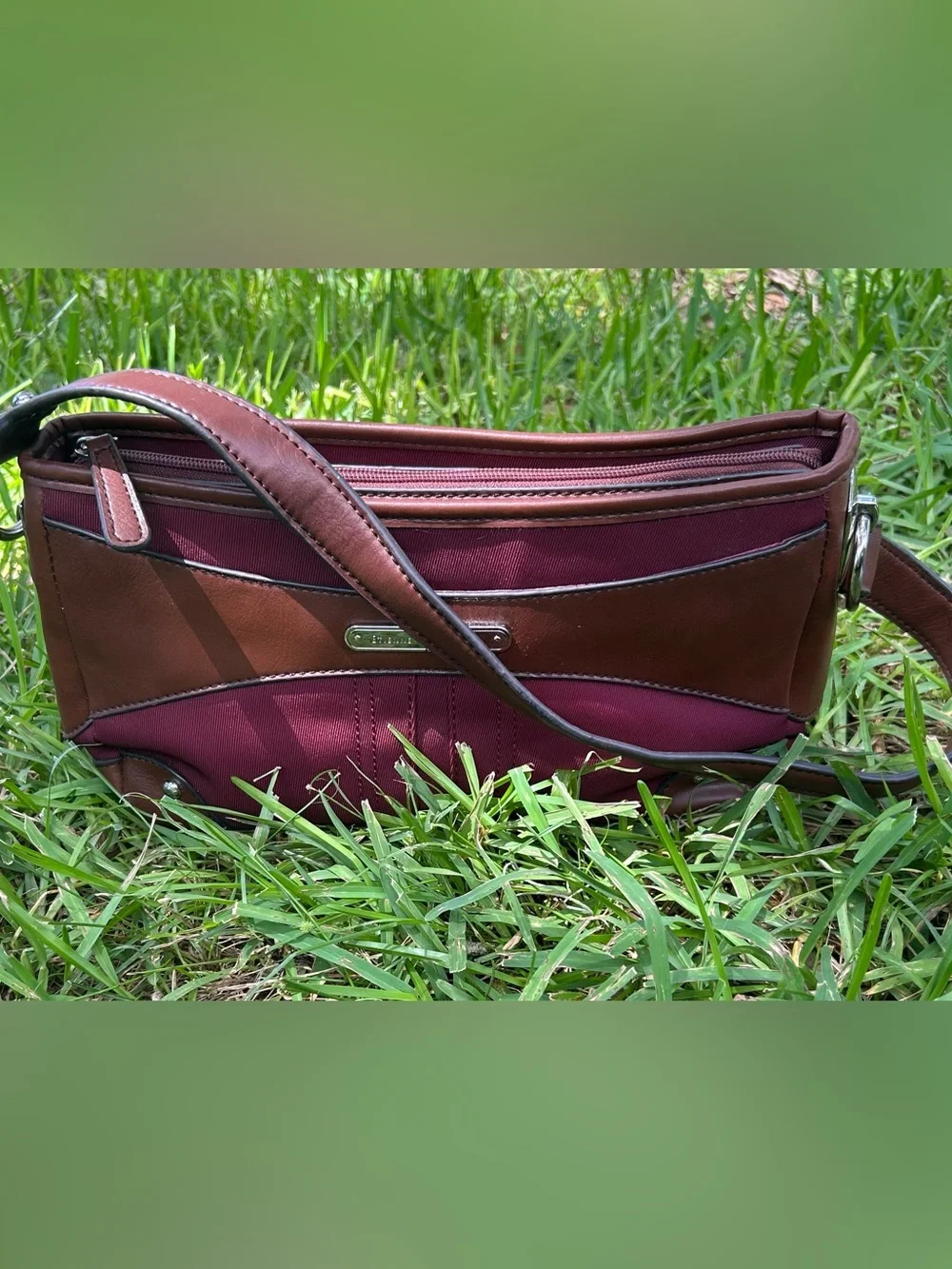 Vintage Etienne Aigner Burgundy and Brown Shoulder Bag